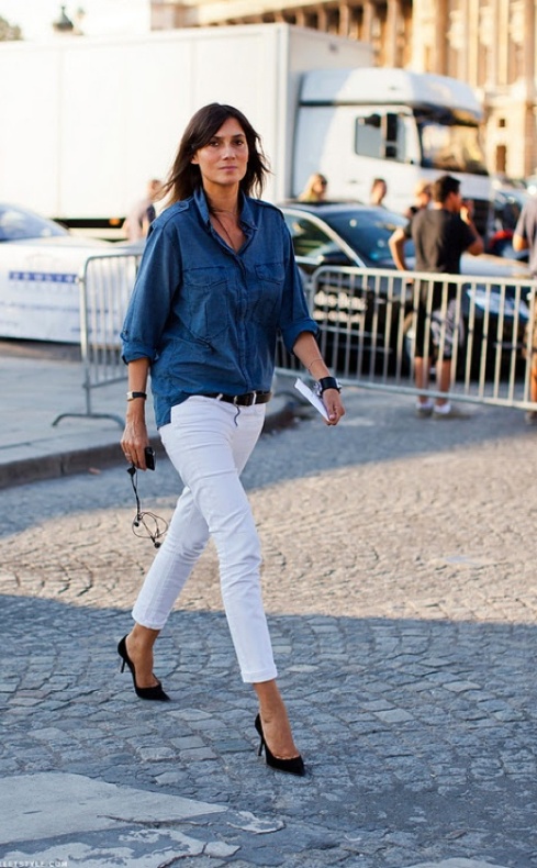 white blue jeans